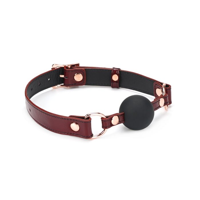 Red Wine Leather Strap with 1.7inch Silicon Ball Gag