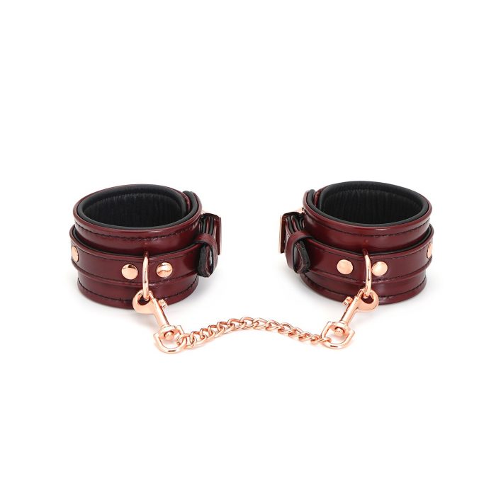 Red Wine Leather Ankle Cuffs