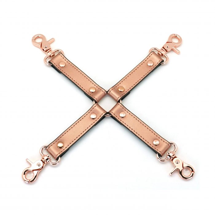 rose gold leather hog tie connector restraint