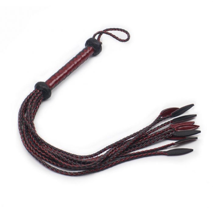 Leather Cat of Nine Tails Red and Black Leather