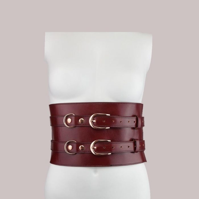 Red Leather Bondage Waist Cuff
