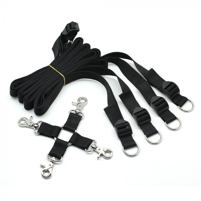 Under Bed Restraint System with 4 Straps, D rings and Hogtie Submissives