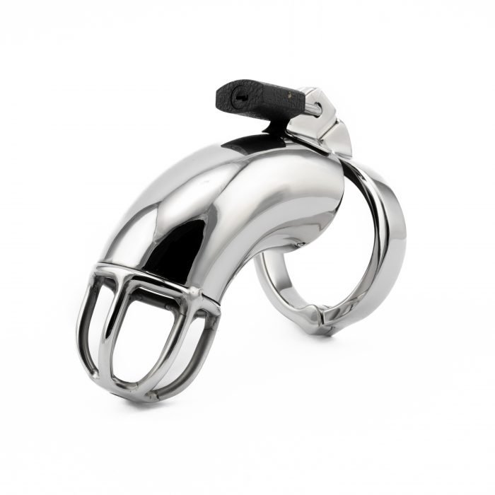 Traditional Male Chastity Cage with Padlock side view