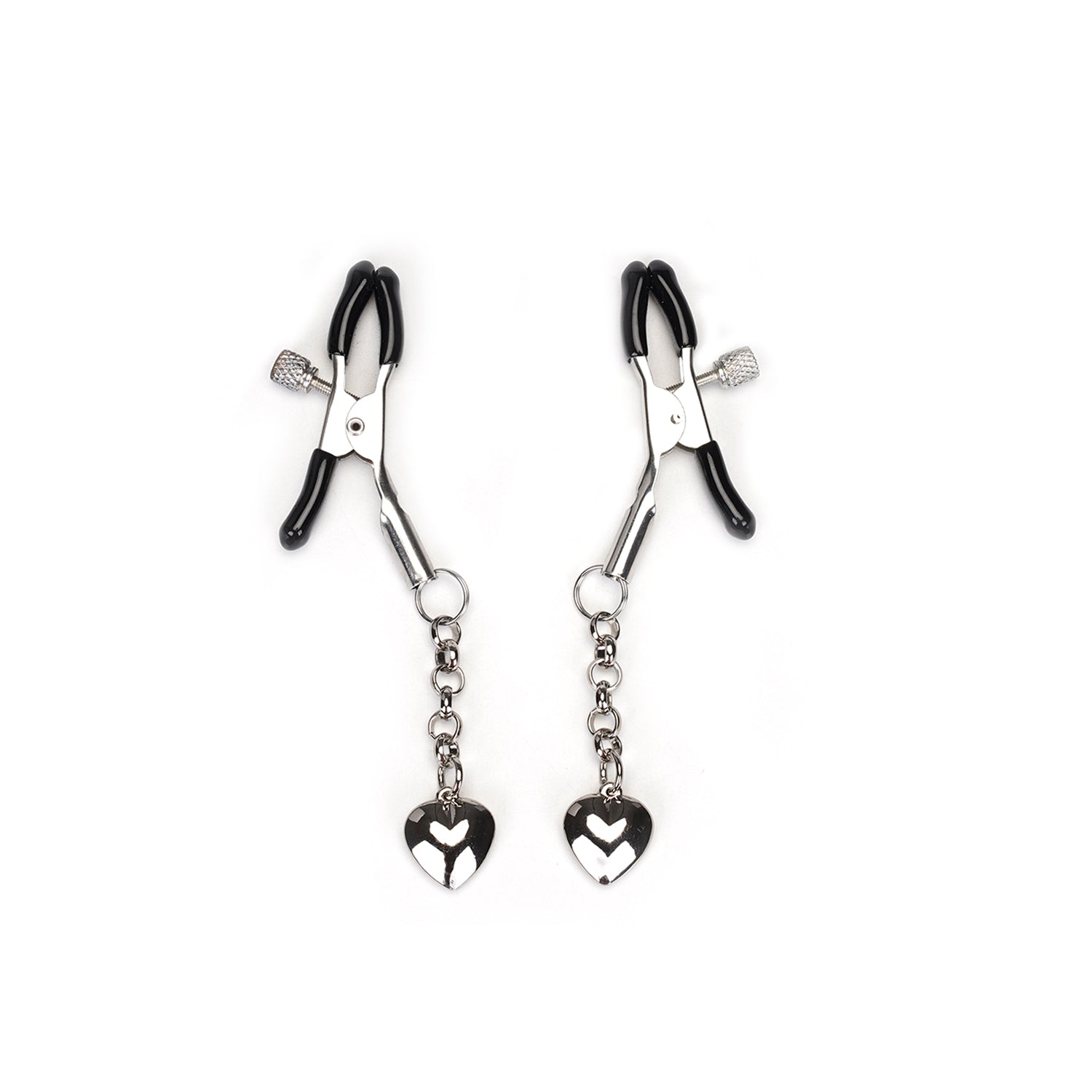 Silver Nipple Clamps with Silver Ornaments Heart