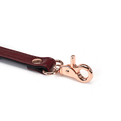 BDSM Restraint Red Wine Leather Strap Clips