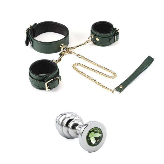 Little Miss in Green - 3 piece BDSM Leather Bondage Pack