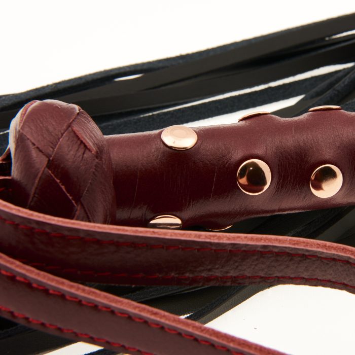 Red Wine Leather Premium Studded Flogger Handle