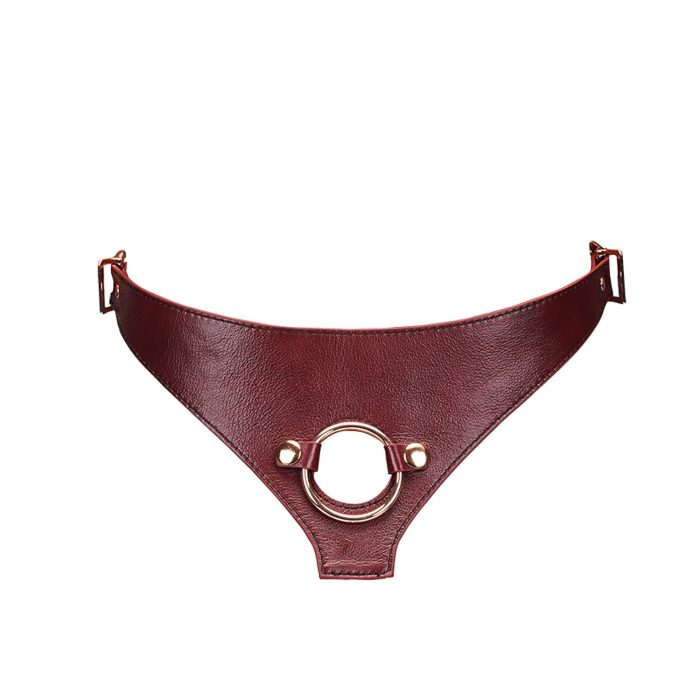 Leather Strap On Harness in Red