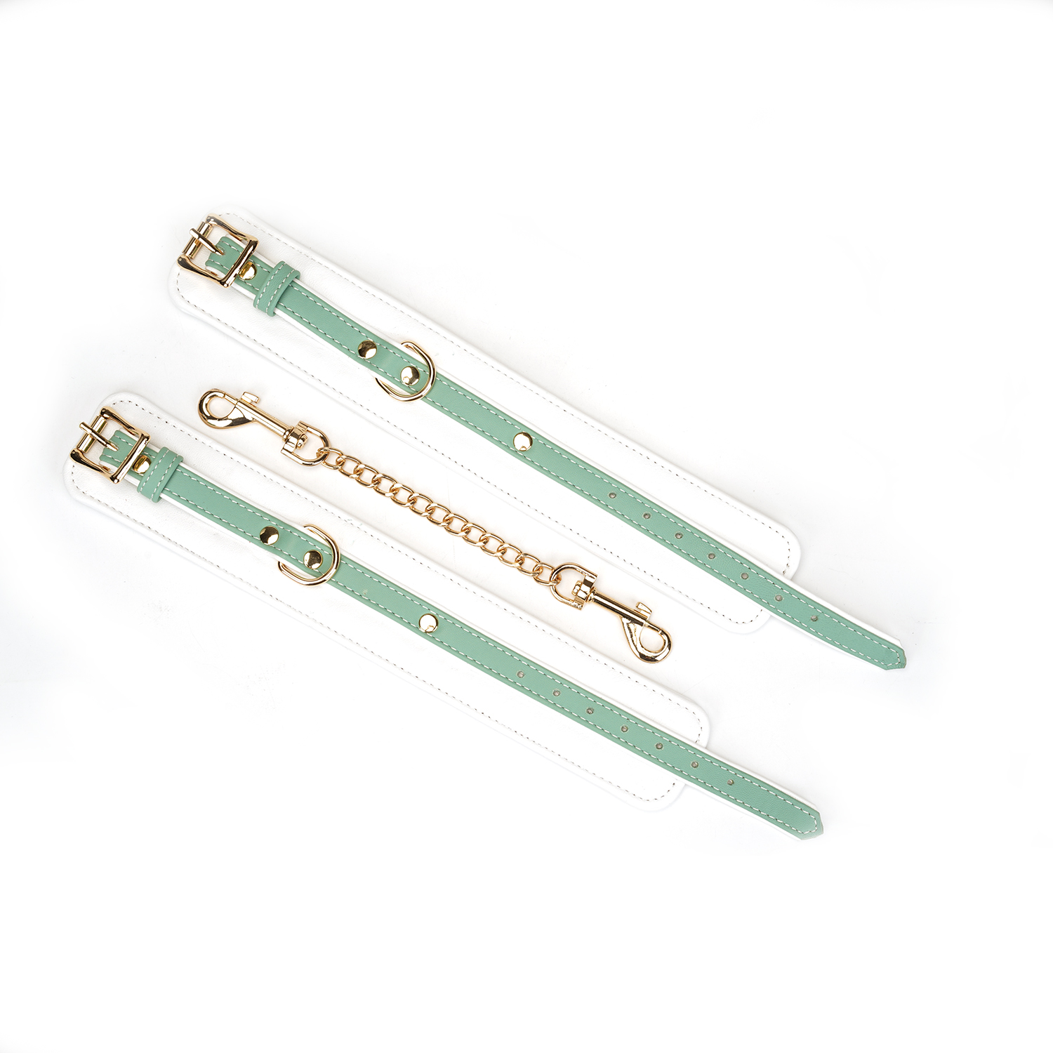 White & Green Fairy Goat Leather Ankle Cuffs