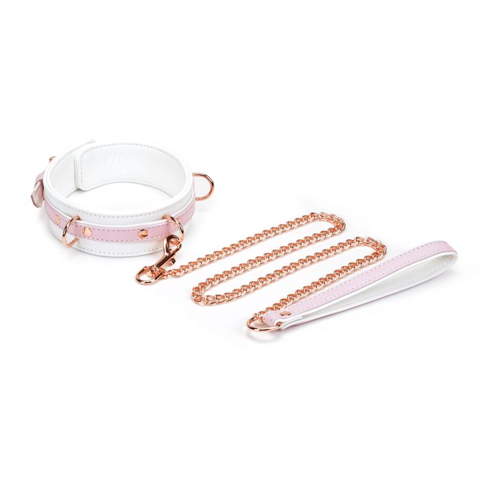White & Pink Fairy Goat Leather Collar & Leash