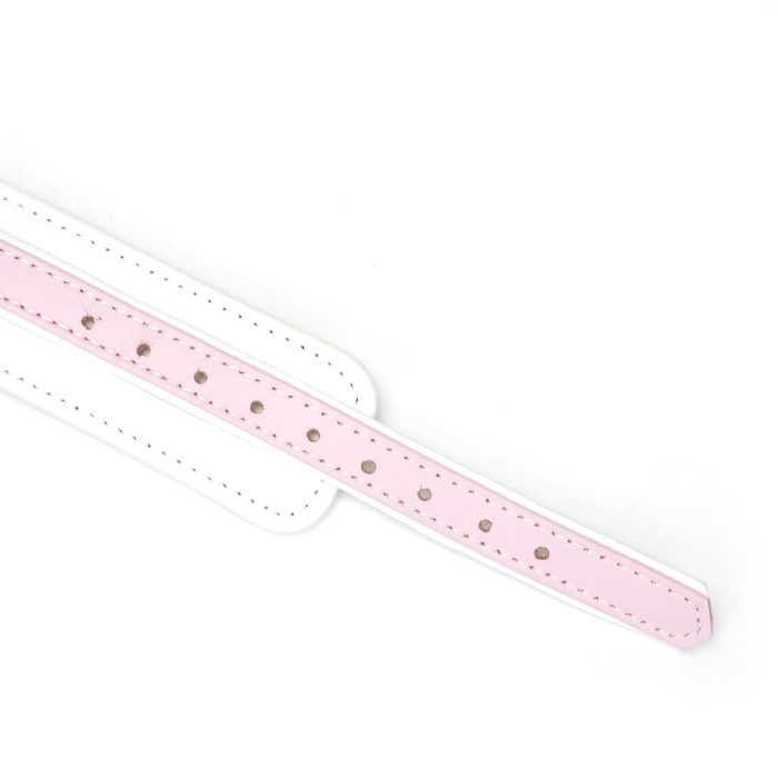 Adjustment holes for White & Pink Fairy Goat Leather Collar & Leash