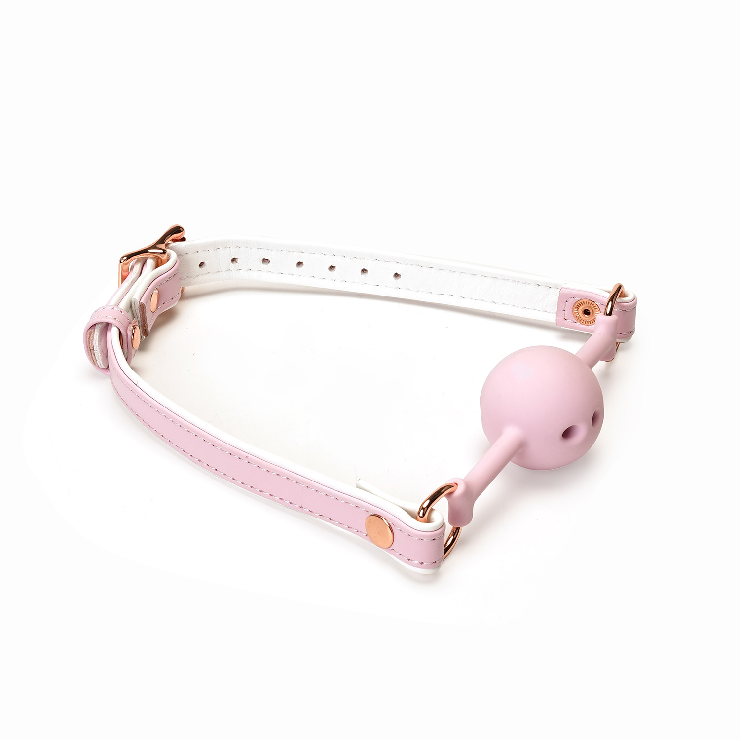 White & Pink Fairy Goat Leather Ball Gag