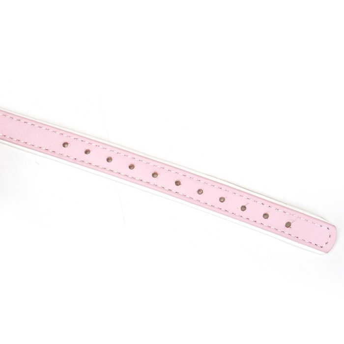 Adjustment Holes for White & Pink Fairy Goat Leather Ball Gag
